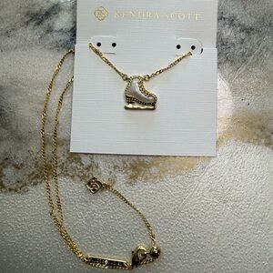 Kendra Scott Gold Ice Skate Pendant Necklace Figure Skater Charm